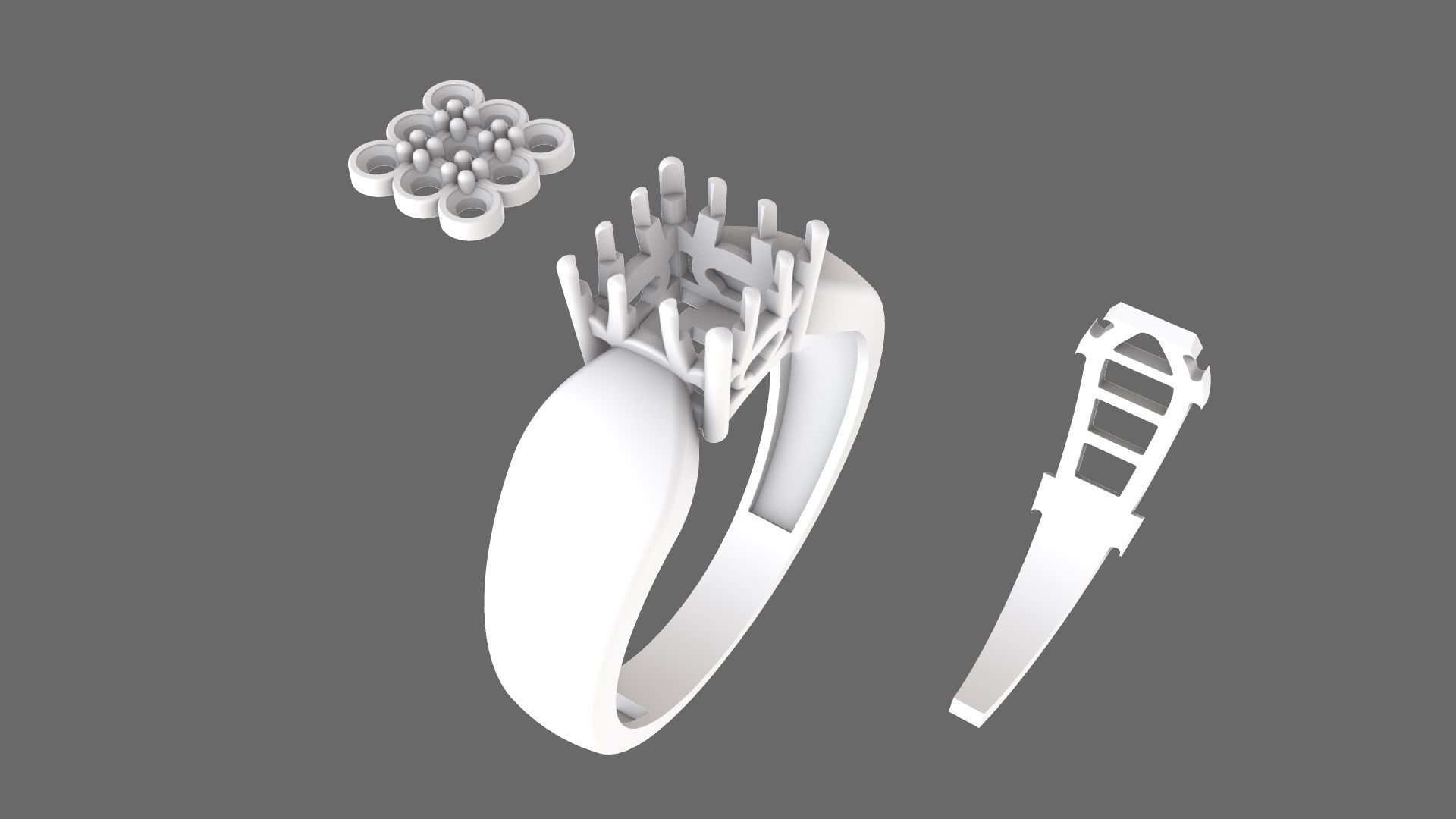 Gold ring with diamonds for women 3 3D print model_6