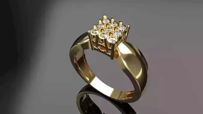 Gold ring with diamonds for women 3