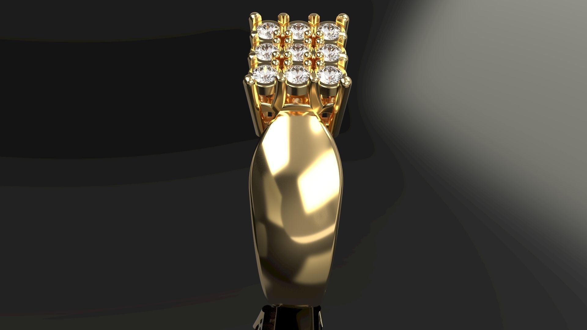 Gold ring with diamonds for women 3 3D print model_2