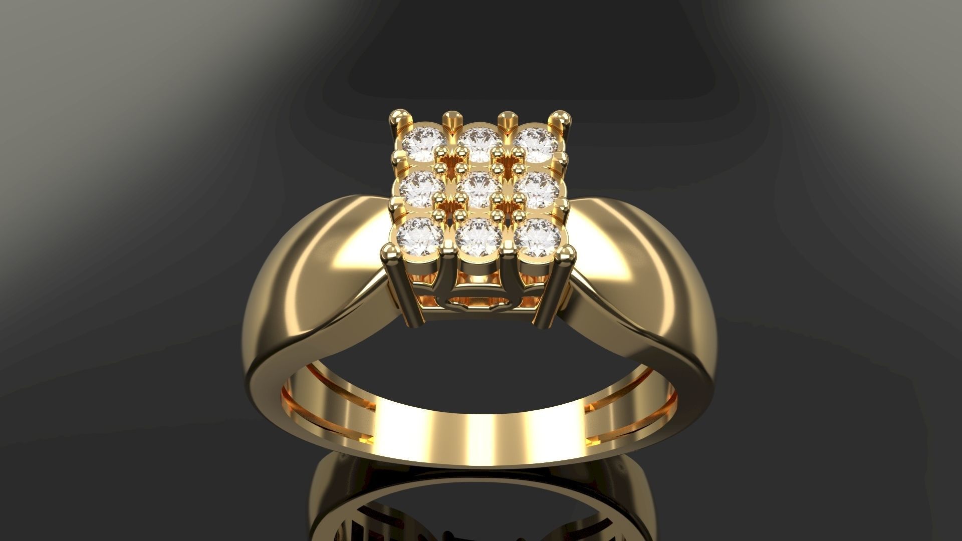 Gold ring with diamonds for women 3 3D print model_1