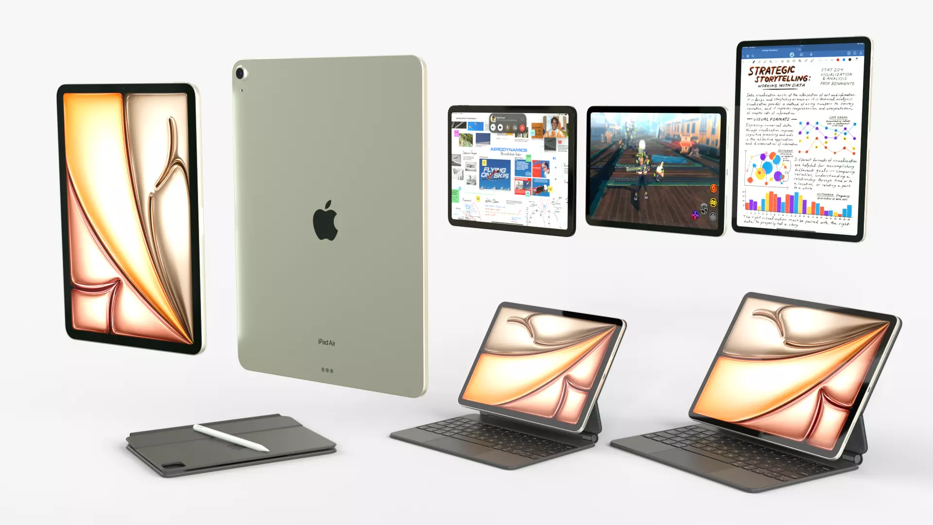 Apple iPad Air 2024 in Starlight full Collection 3D model_0