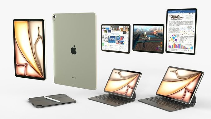 Apple iPad Air 2024 in Starlight full Collection 3D model