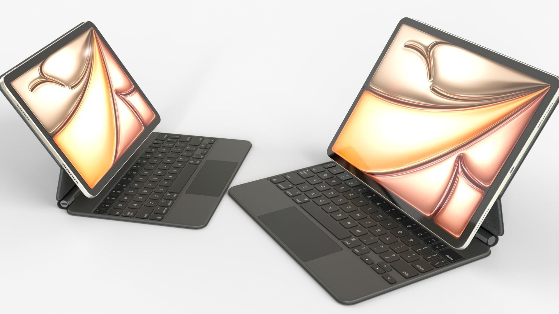 Apple iPad Air 2024 in Starlight full Collection 3D model_2