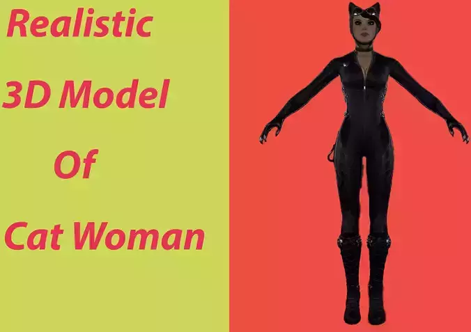 Cat Woman Low-poly 3D model