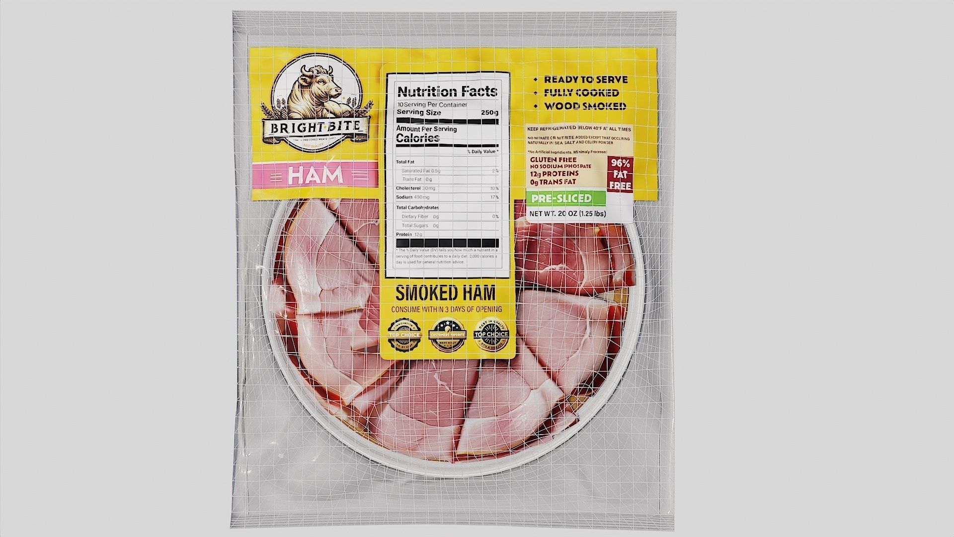Smoked Ham sliced meat cold cuts 3D model_1