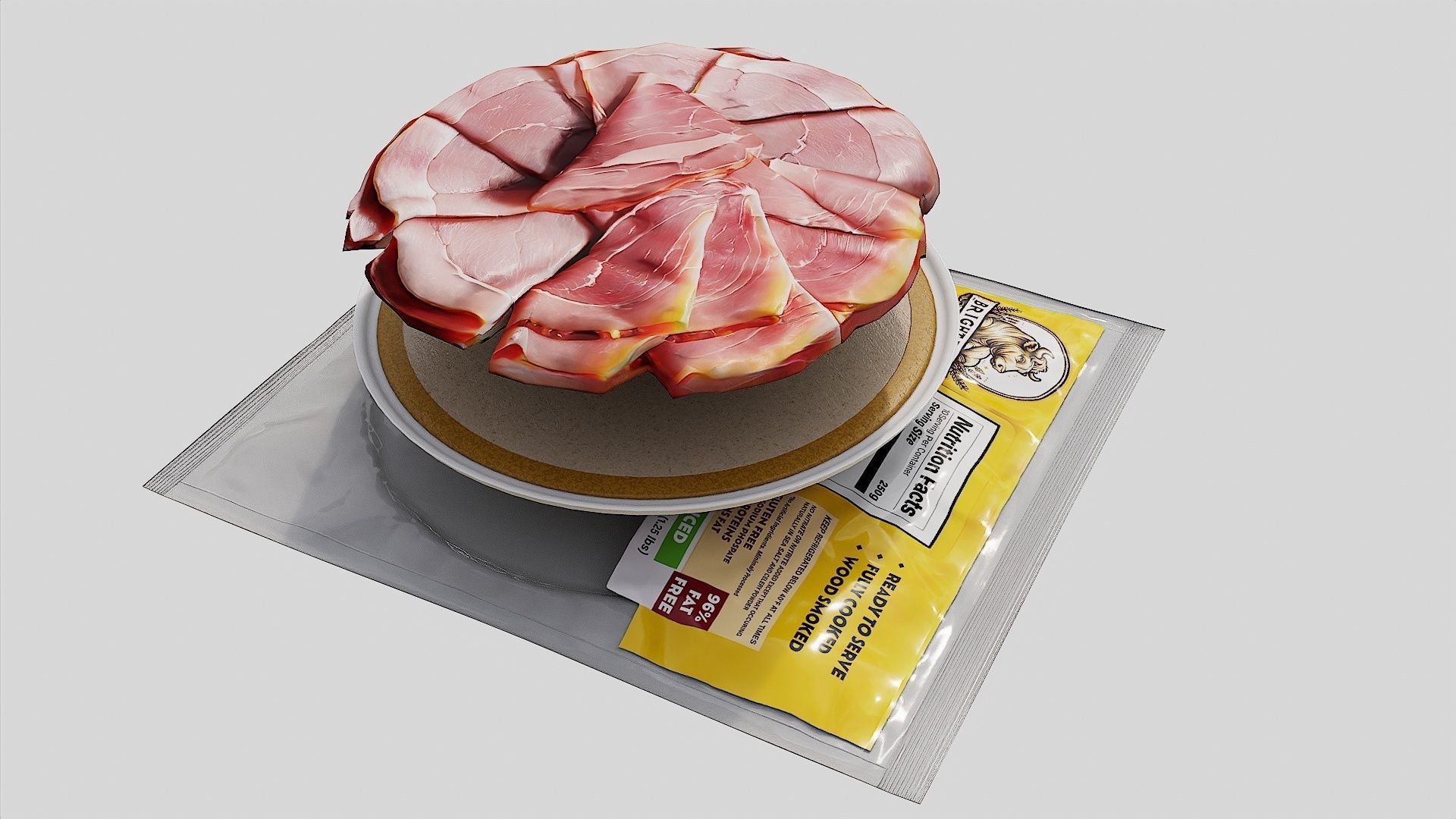 Smoked Ham sliced meat cold cuts 3D model_2