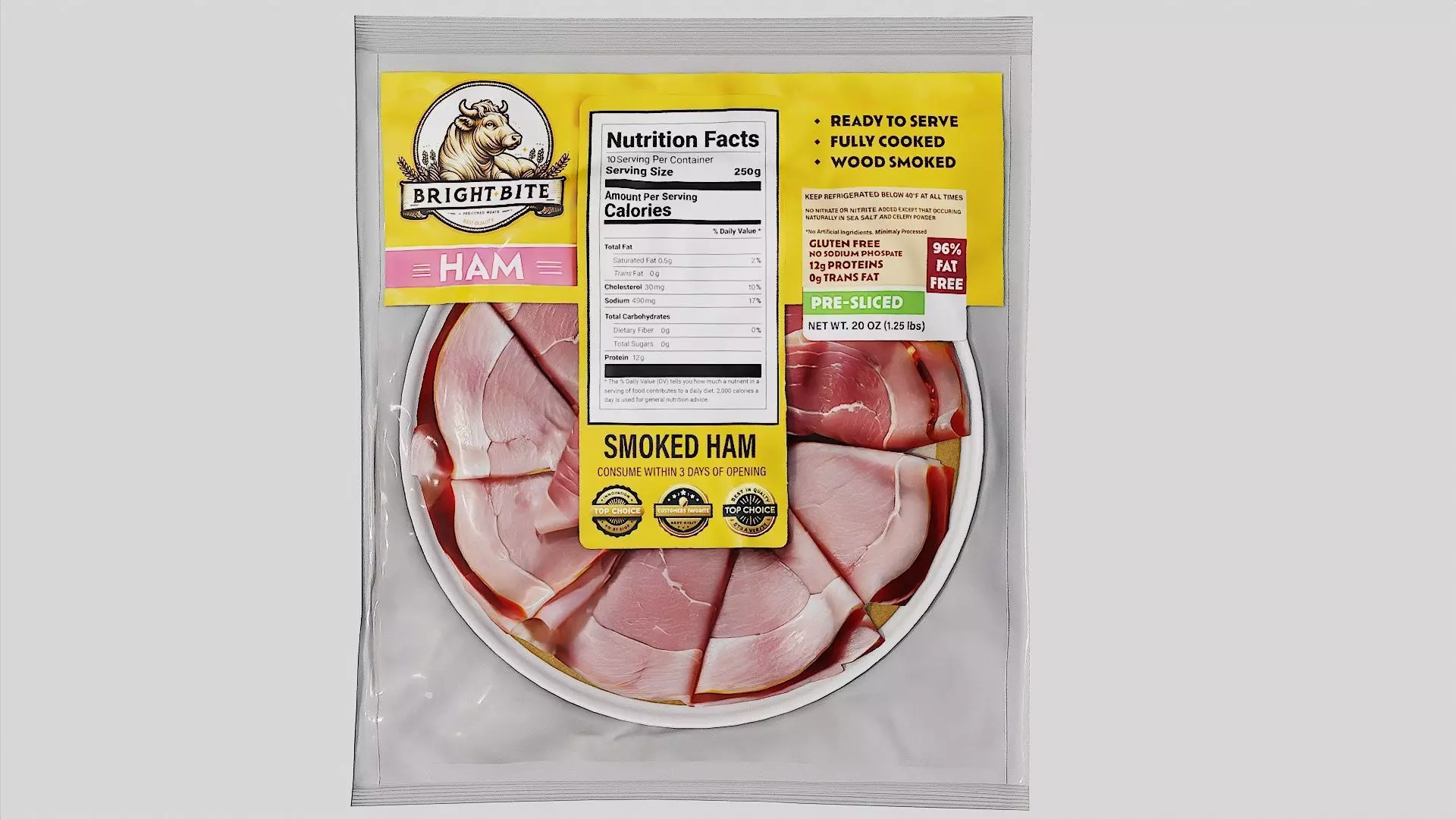 Smoked Ham sliced meat cold cuts 3D model_0