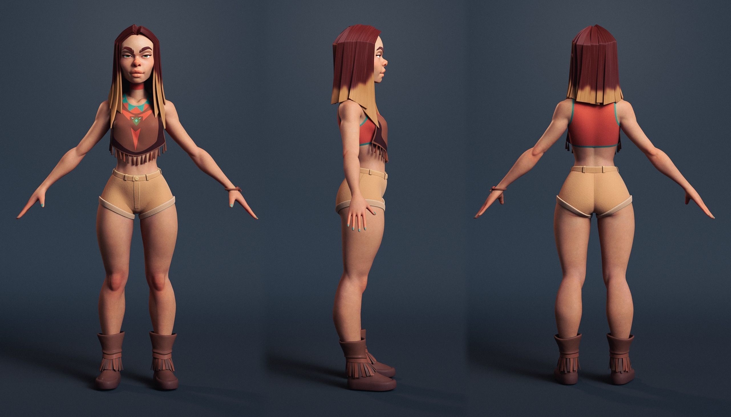 Native Lips Low-poly 3D model_1