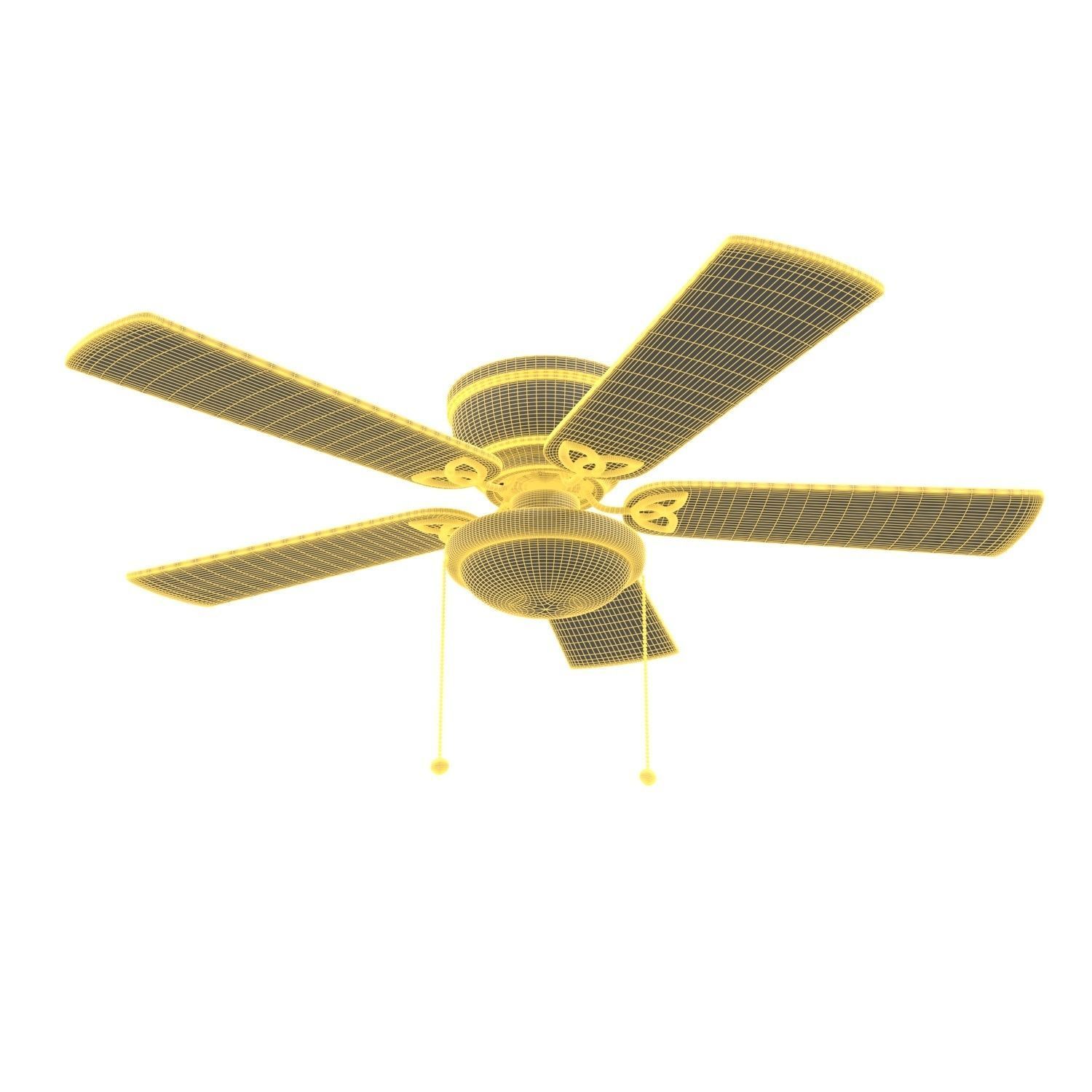 52 inch Benton Matte Black Pull Chain Ceiling Fan 3D model_5