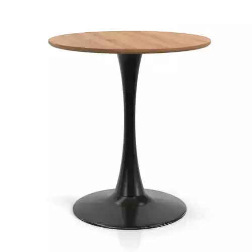 Brown Engineered Wood Grain Finish Black Metal Bistro Table PBR 3D model