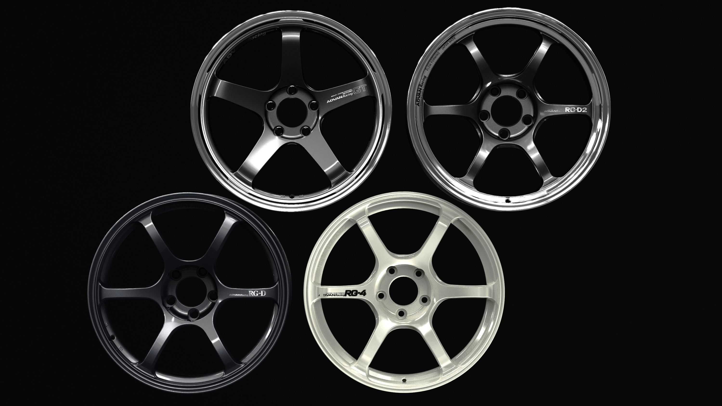 Yokohama Advan Wheels Package 3D Model Collection