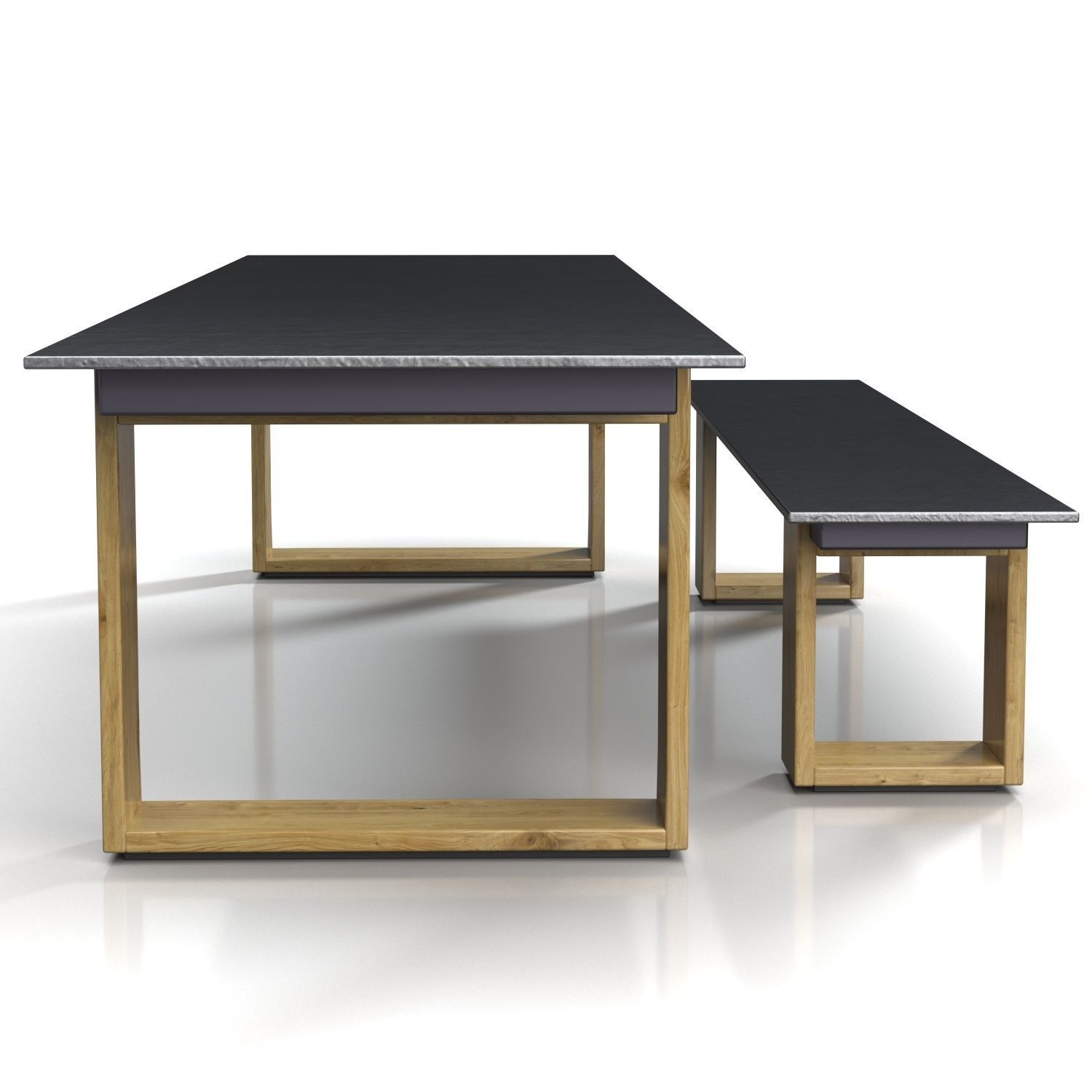 Mamagreen Aiko DINING Table WITH Bench 3D model_1