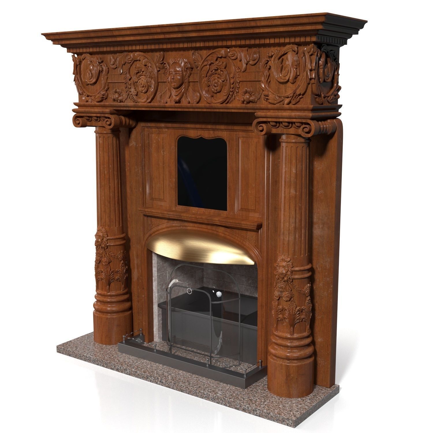 Peat Lobby Fireplace 3D model_2