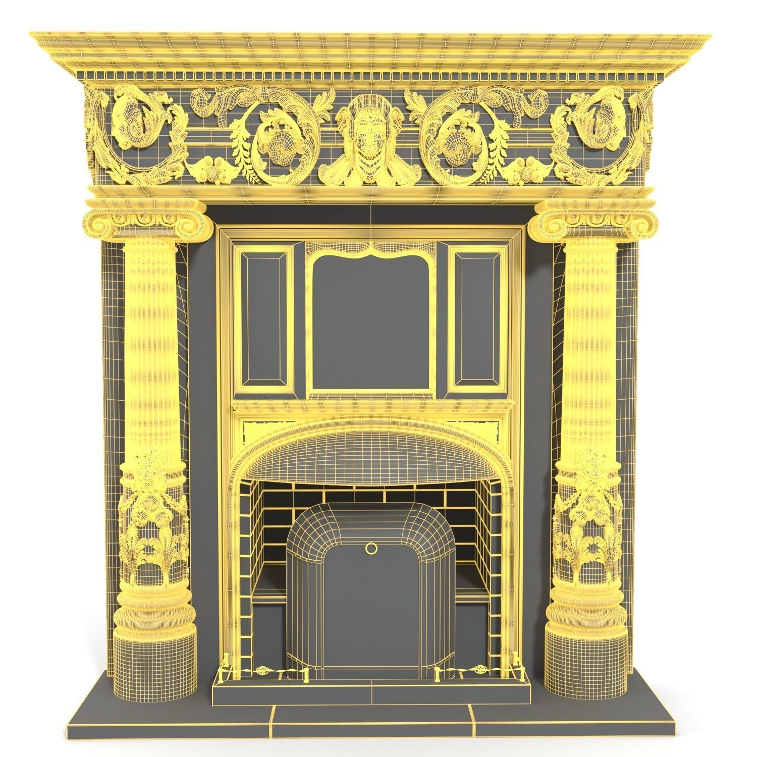 Peat Lobby Fireplace 3D model_5
