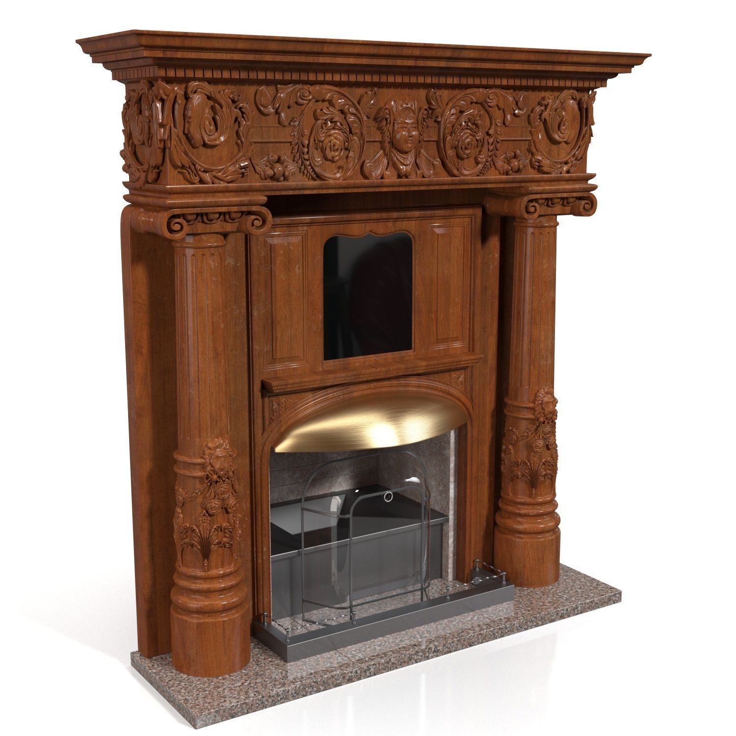Peat Lobby Fireplace 3D model_4