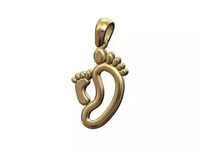 Newborn mum baby foot pendant bail 3D print model