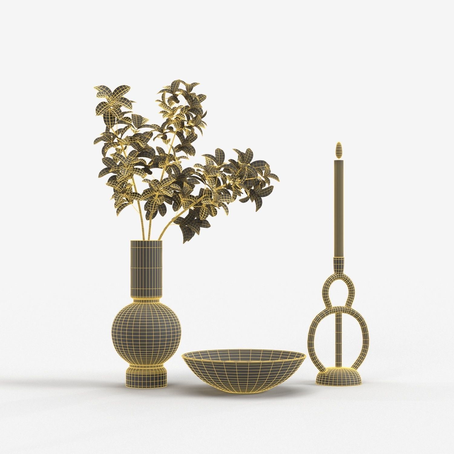 Vera Smoke Glass Bubble Vase With Other PBR 3D model_5