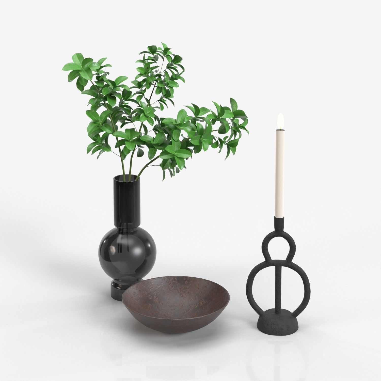 Vera Smoke Glass Bubble Vase With Other PBR 3D model_4