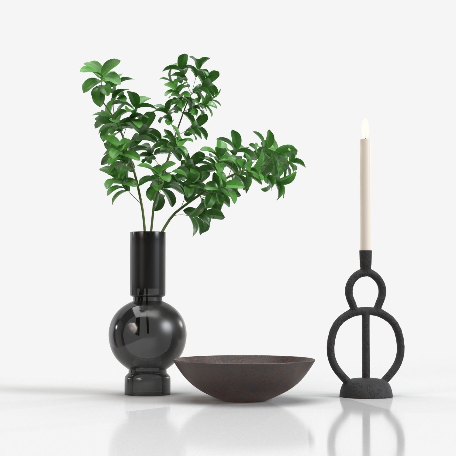 Vera Smoke Glass Bubble Vase With Other PBR 3D model_2