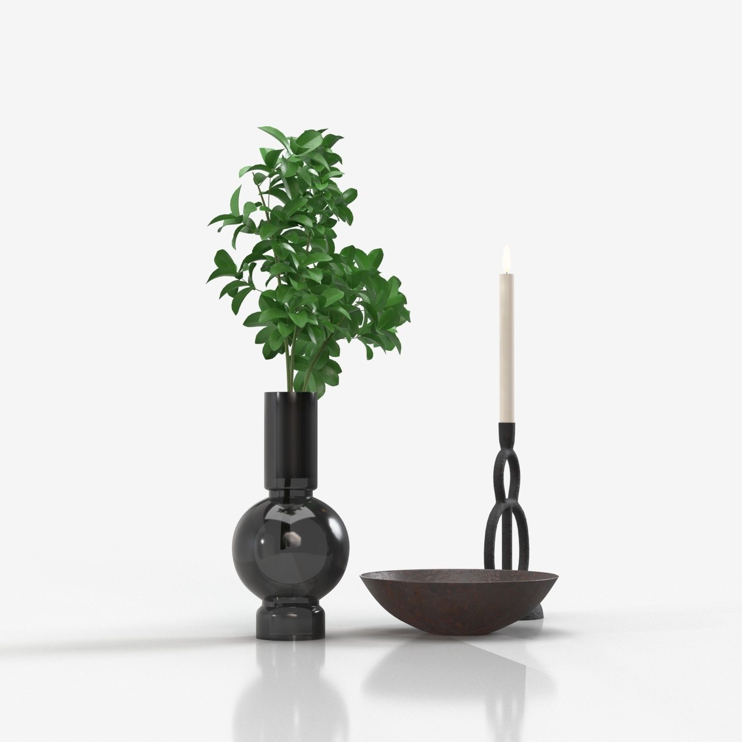 Vera Smoke Glass Bubble Vase With Other PBR 3D model_1