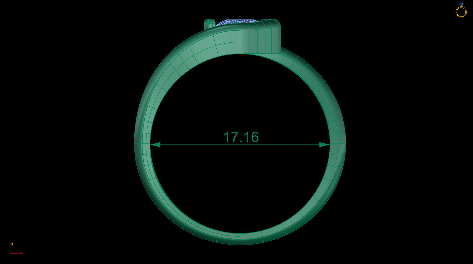 Solitaire Engagement Ring Round Gem 5 mm 3D print model_7