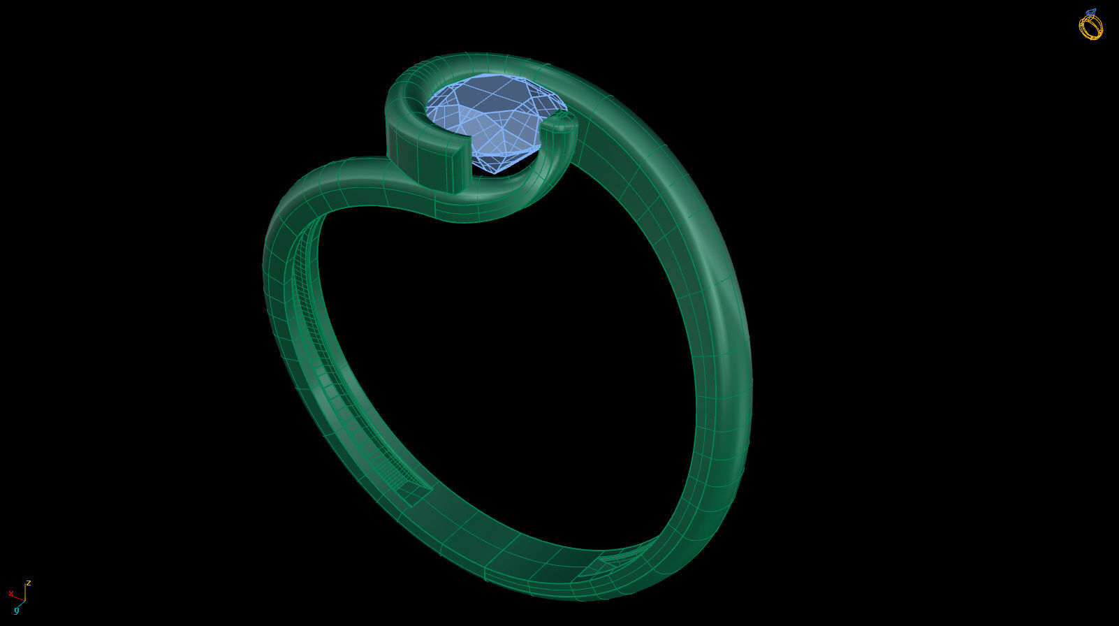 Solitaire Engagement Ring Round Gem 5 mm 3D print model_8