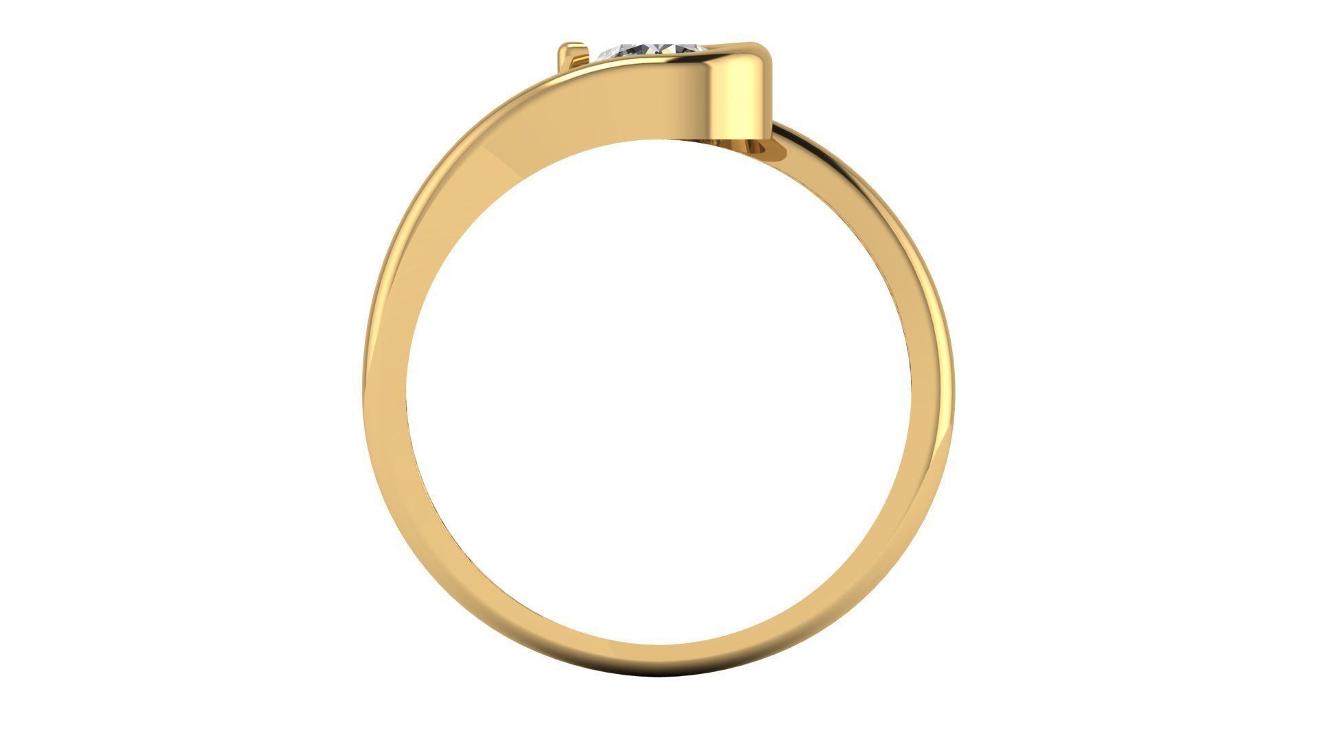 Solitaire Engagement Ring Round Gem 5 mm 3D print model_3