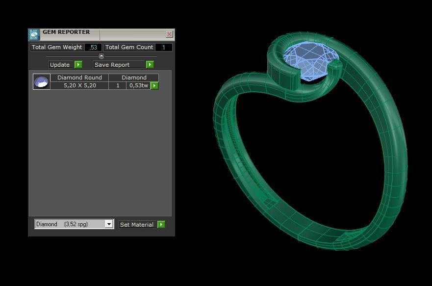 Solitaire Engagement Ring Round Gem 5 mm 3D print model_5