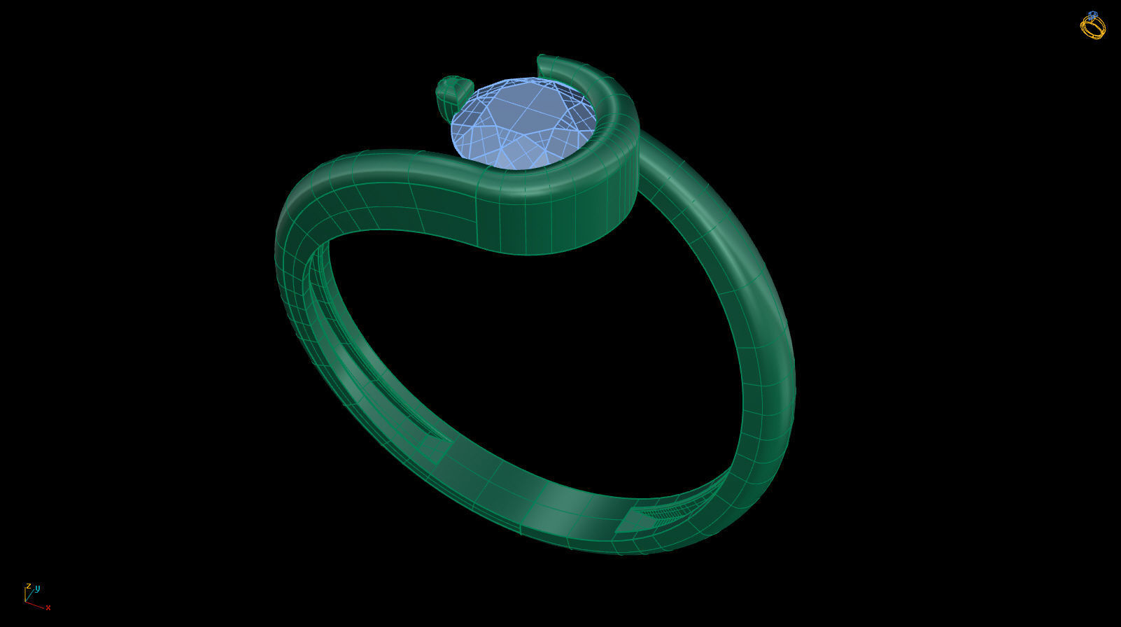 Solitaire Engagement Ring Round Gem 5 mm 3D print model_9