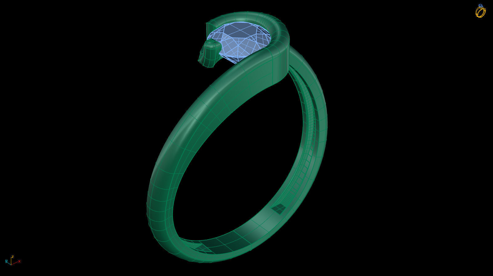 Solitaire Engagement Ring Round Gem 5 mm 3D print model_10