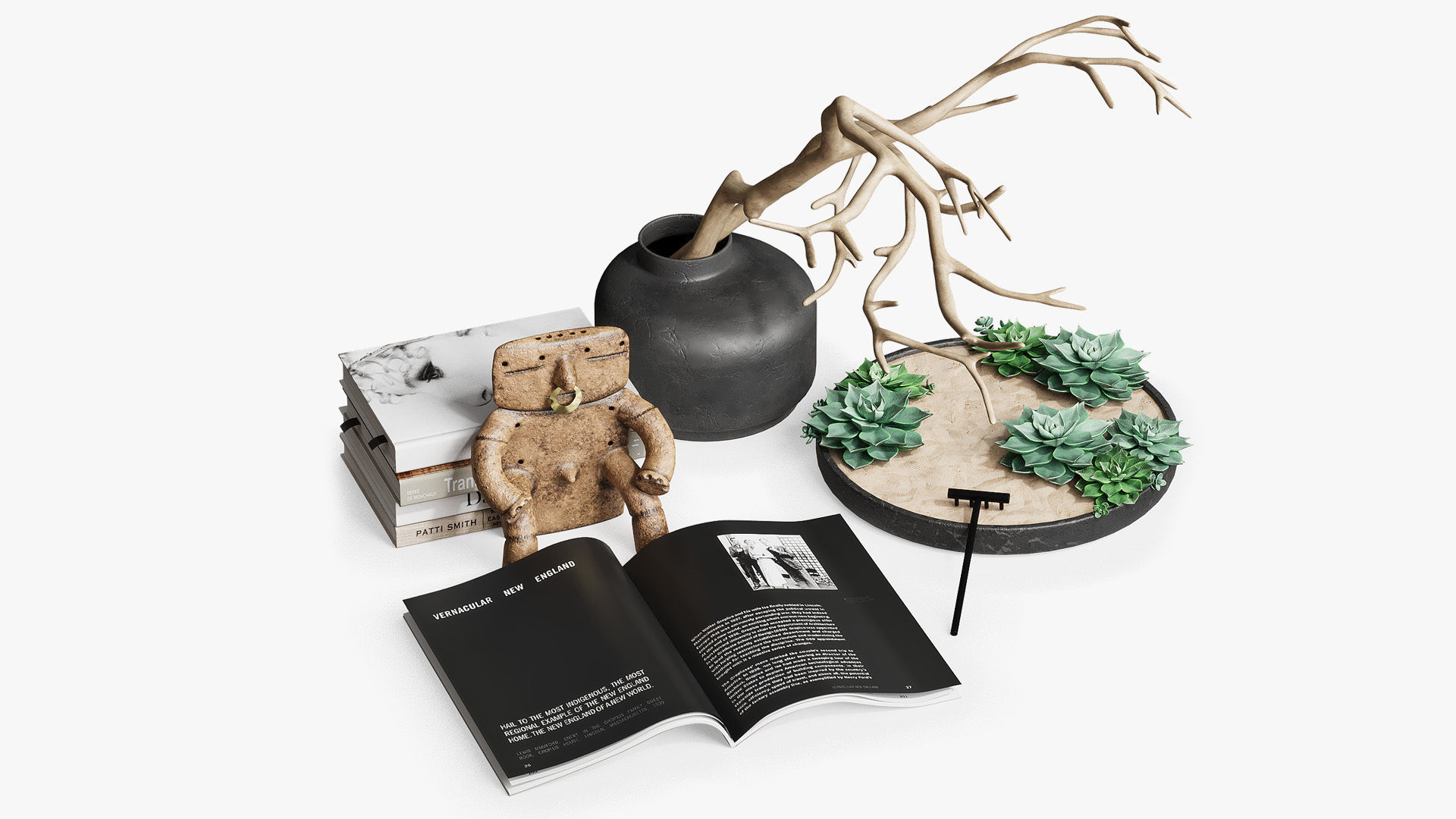 Decorative set with a Japanese mini-garden 3D model_1