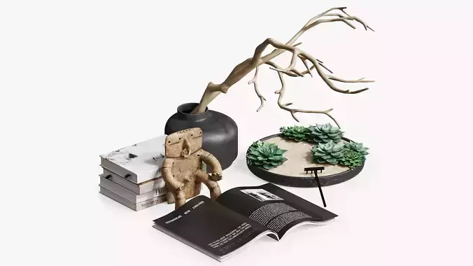 Decorative set with a Japanese mini-garden