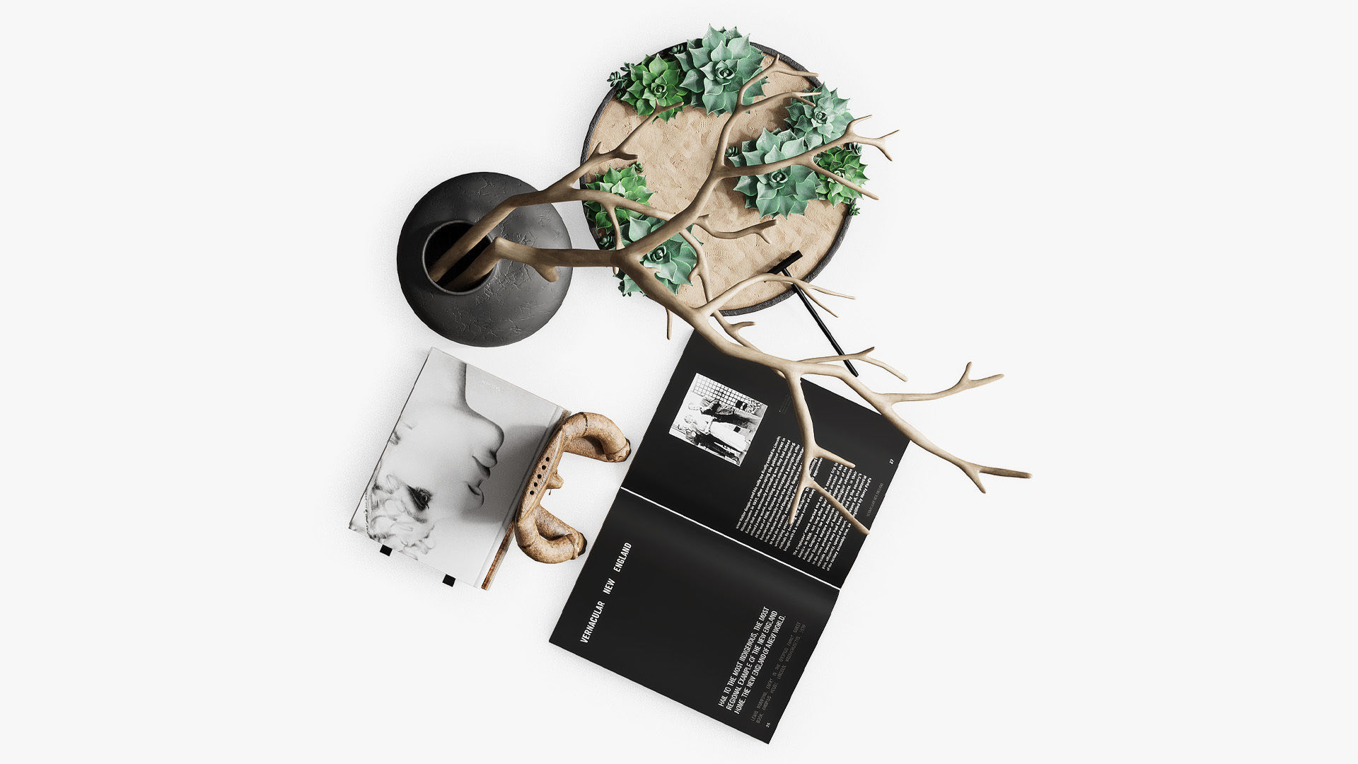 Decorative set with a Japanese mini-garden 3D model_2