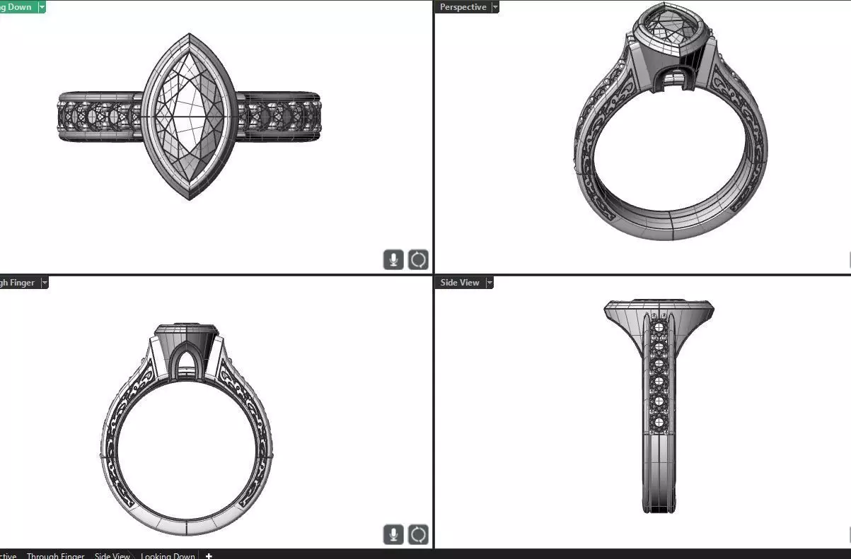 Marquise bezel ring 3D print model_0