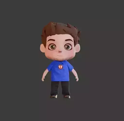 pixer boy cartoon Low-poly 3D model