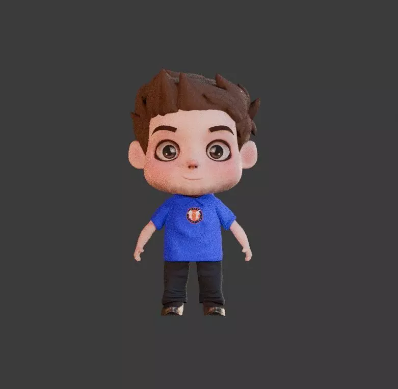 pixer boy cartoon Low-poly 3D model_0