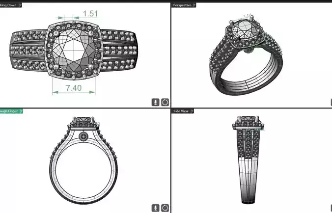 round center engagement ring 3D print model