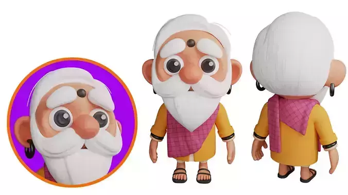 Baba ji cartoon character   3D model