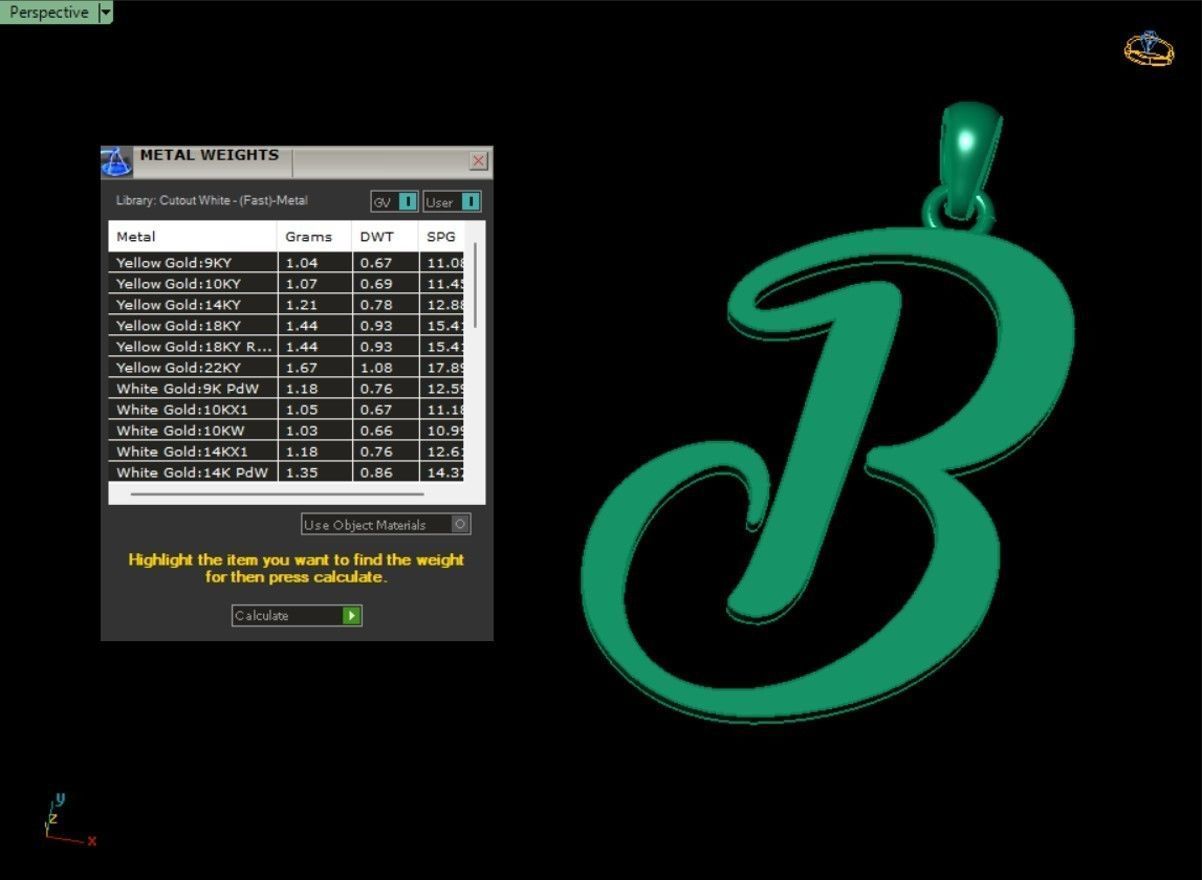 Amarillo Initial Pendant Letter B 3D print model_3