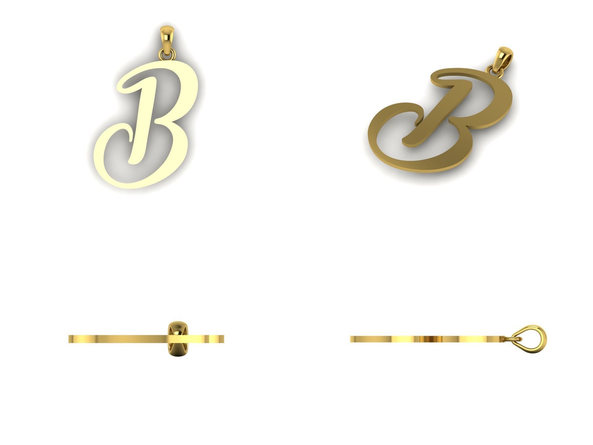 Amarillo Initial Pendant Letter B 3D print model_8
