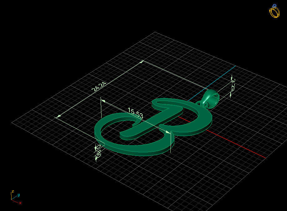 Amarillo Initial Pendant Letter B 3D print model_7