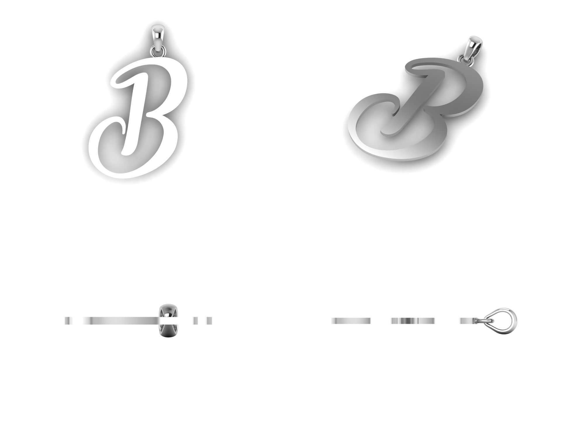 Amarillo Initial Pendant Letter B 3D print model_10