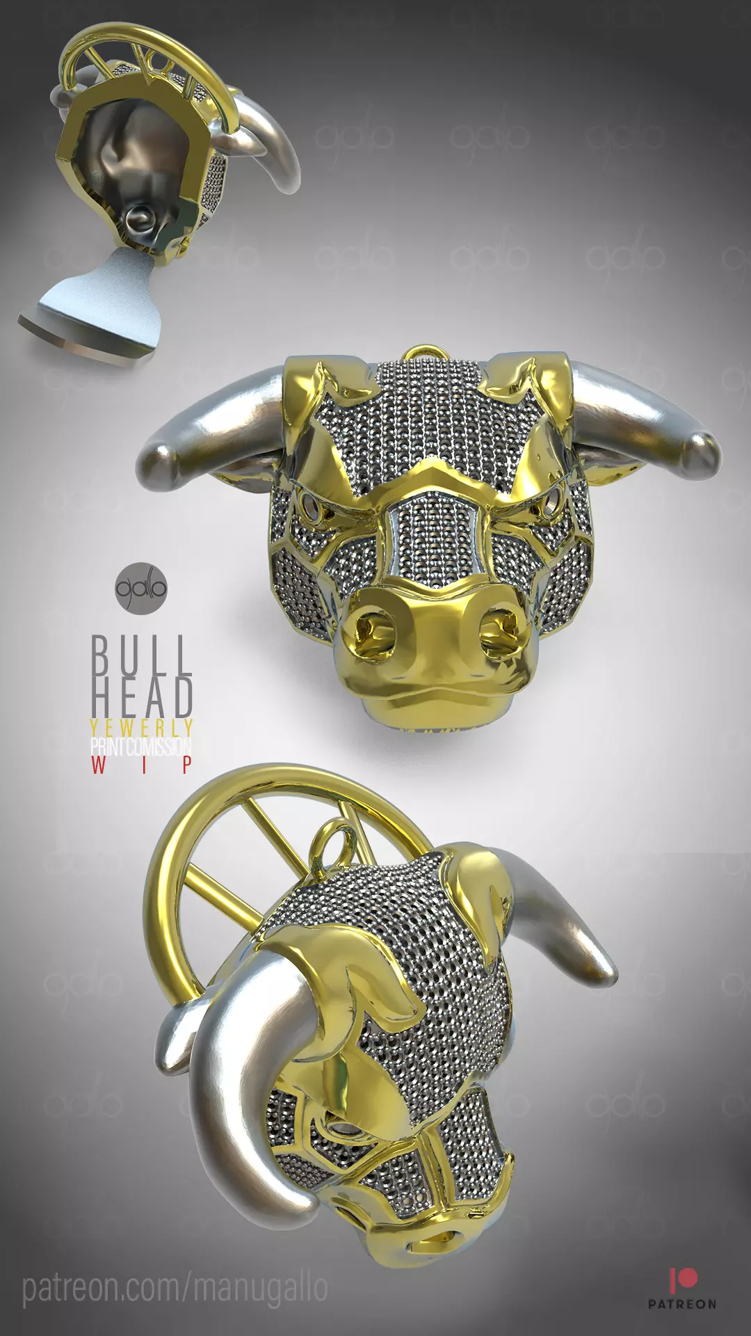 Bull head jewerly 3D print model
