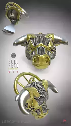 Bull head jewerly 3D print model