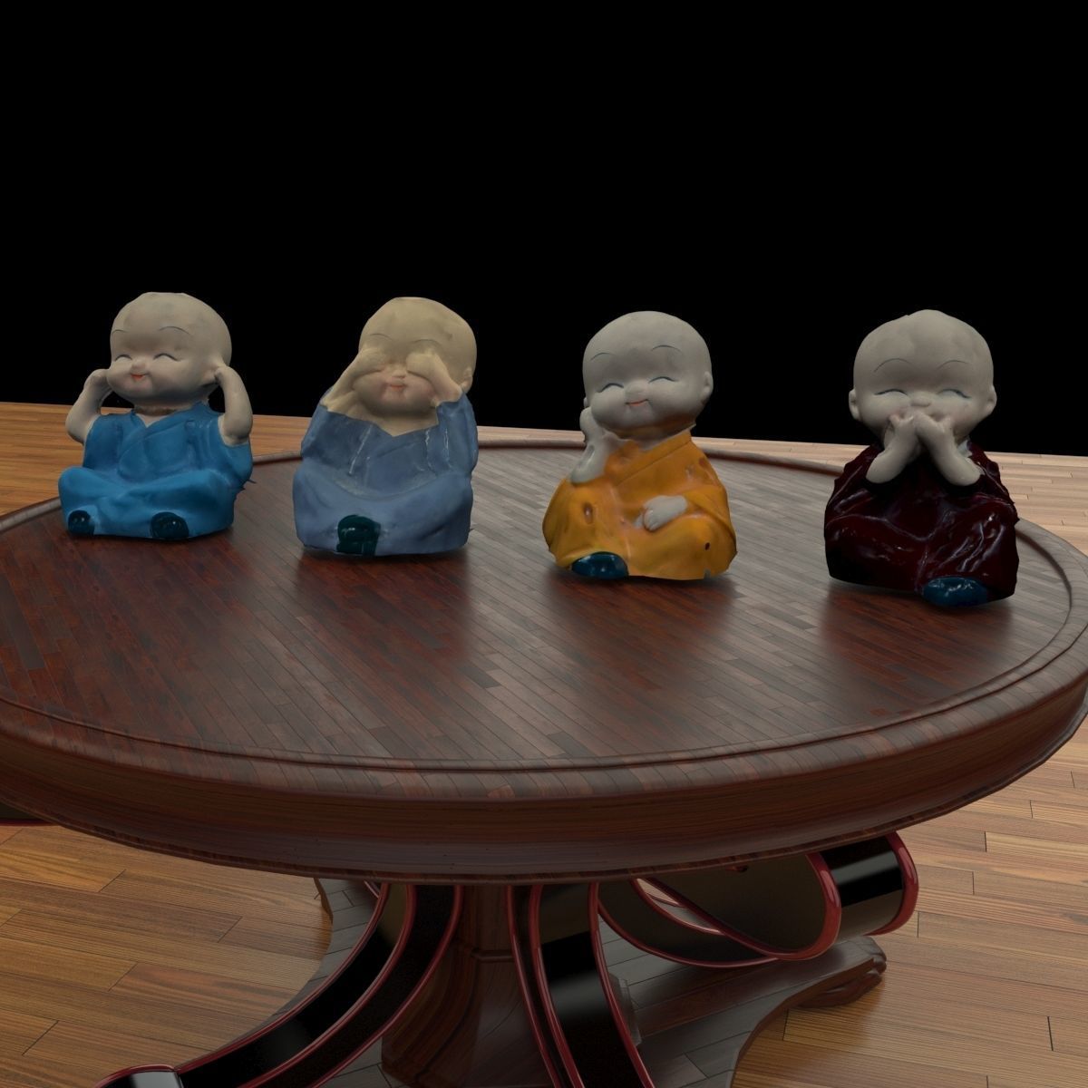 Chinese monk kids collection 3D model_5