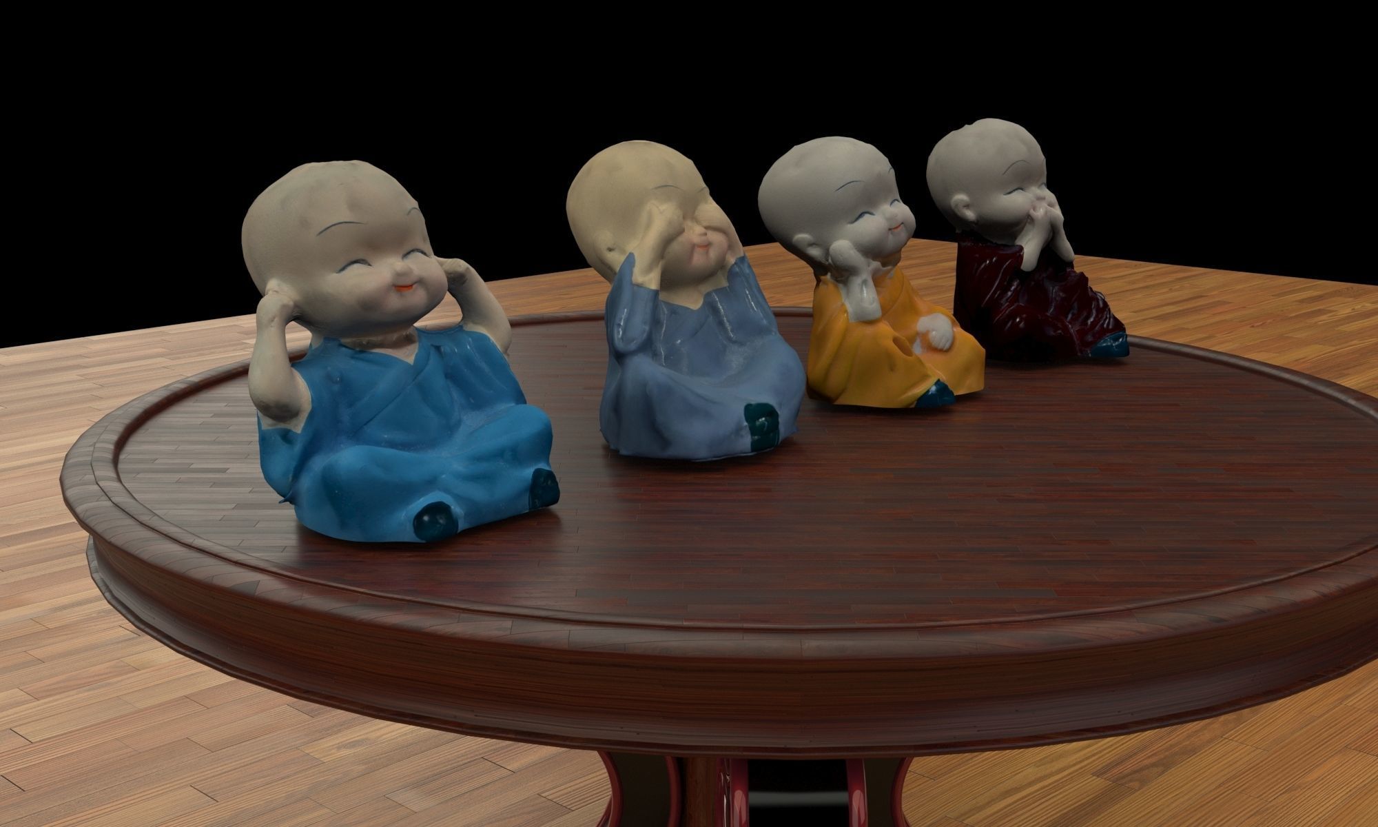 Chinese monk kids collection 3D model_4