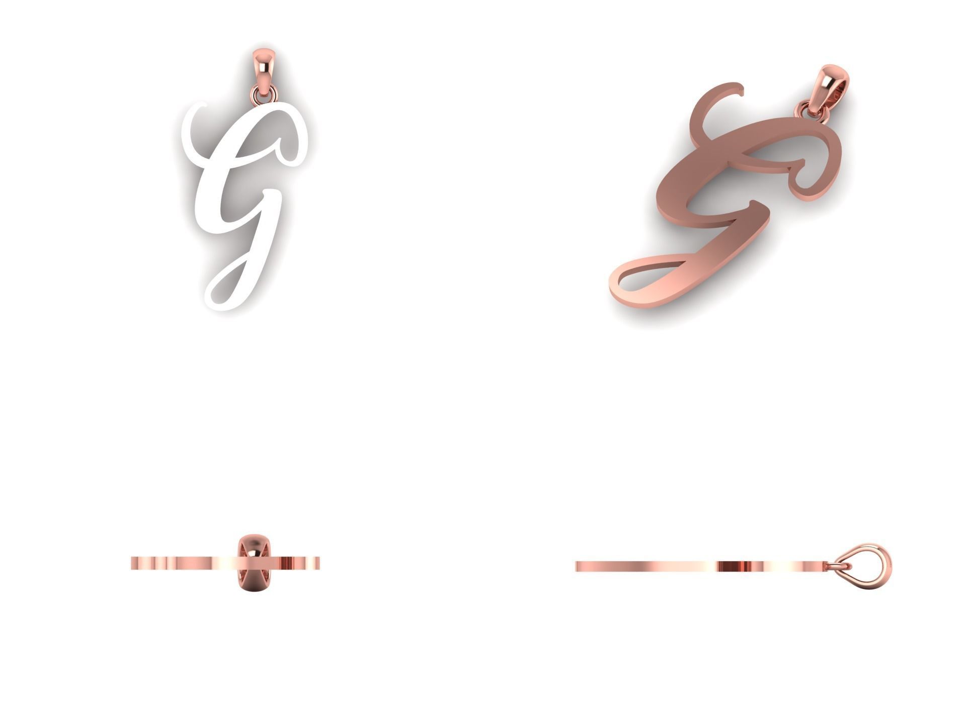 Amarillo Initial Pendant Letter G 3D print model_9