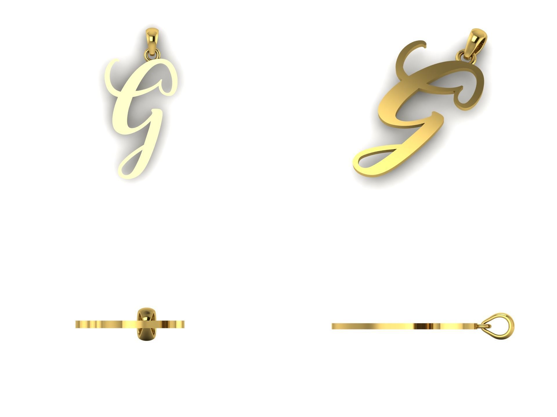 Amarillo Initial Pendant Letter G 3D print model_8