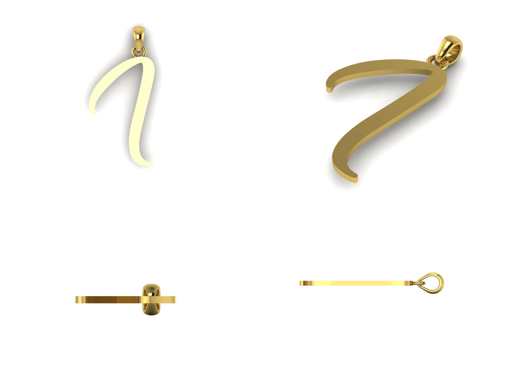 Amarillo Initial Pendant Letter i 3D print model_8
