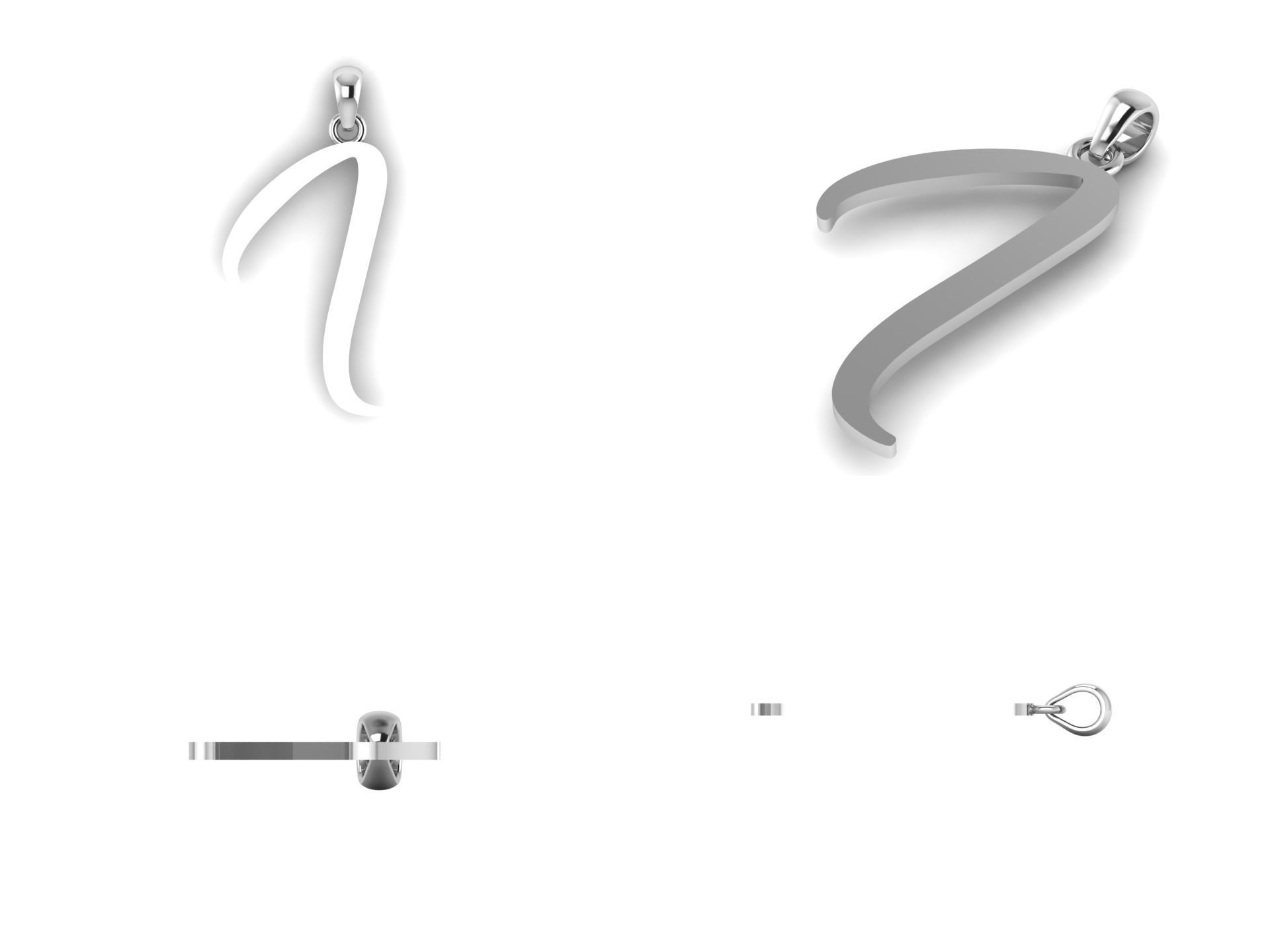 Amarillo Initial Pendant Letter i 3D print model_10